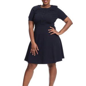 Tocca For Gwynnie Bee Short Sleeve Jersey Button Front Fit and Flare Dress XL